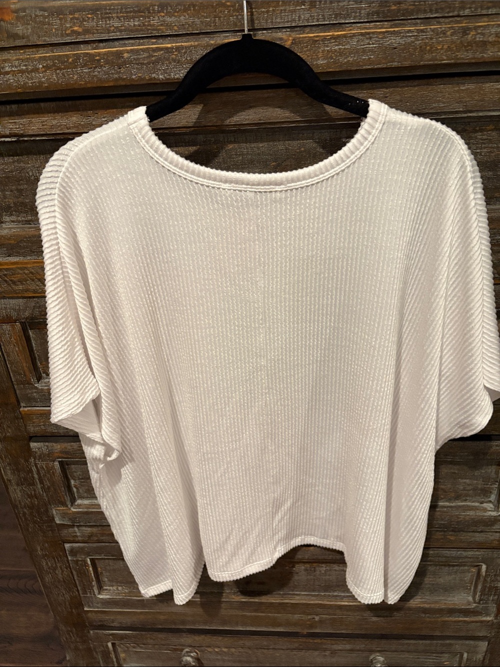Zenana Outfitters White Ribbed Crewneck Long Sleeve Pullover - Picture 6 of 6